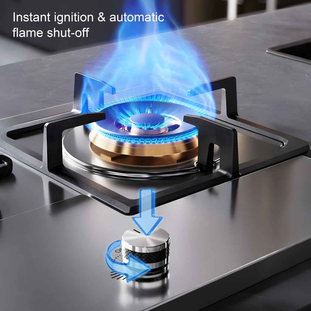36 in. Gas cooktop with 3-Burner , Stainless Steel, Timer