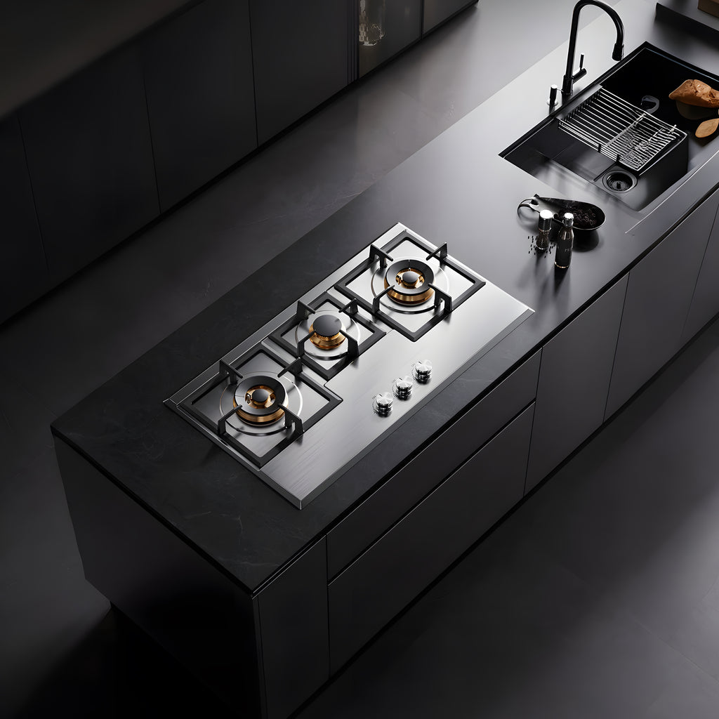 36 in. Gas cooktop with 3-Burner , Stainless Steel, Timer