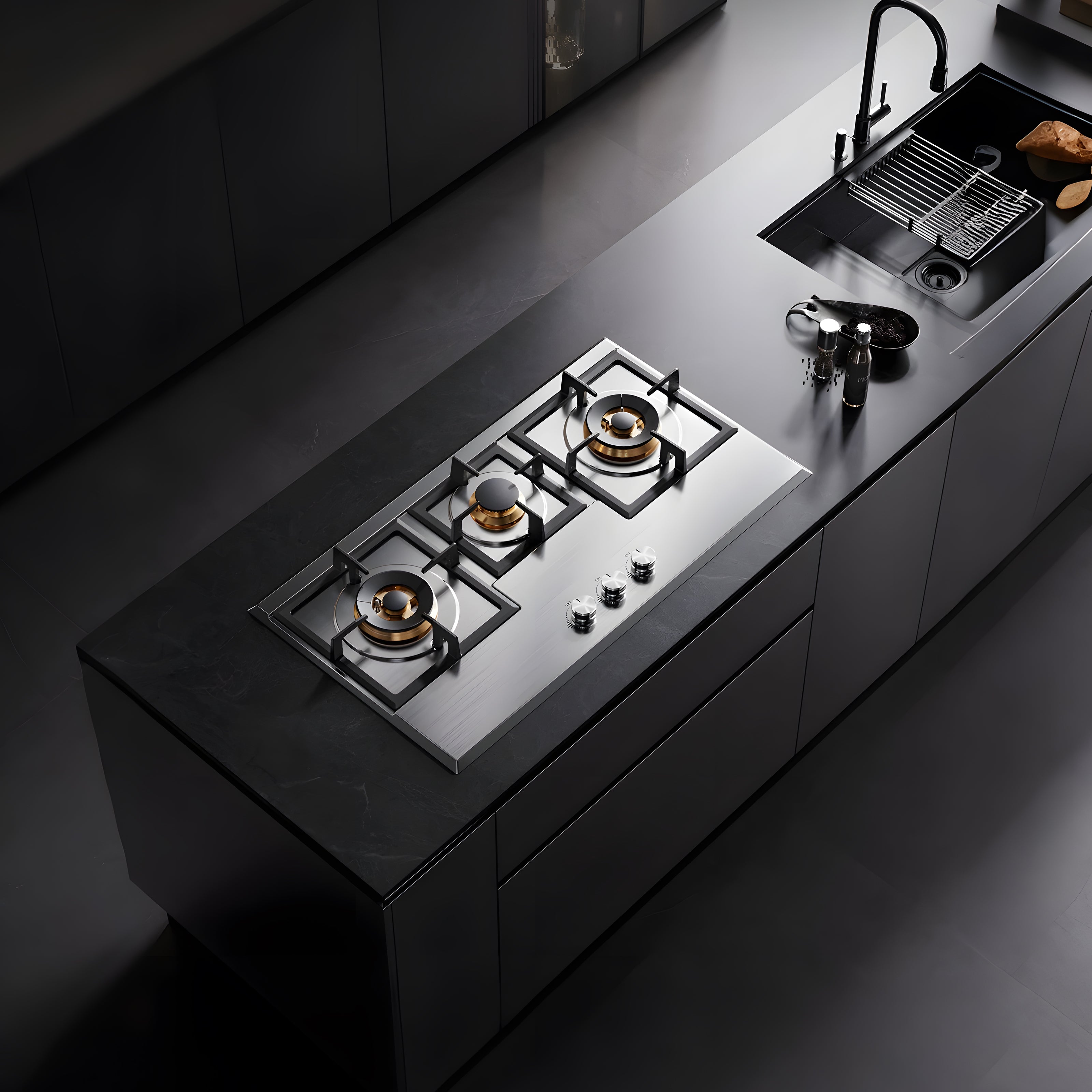 36 in. Gas cooktop with 3-Burner , Stainless Steel, Timer