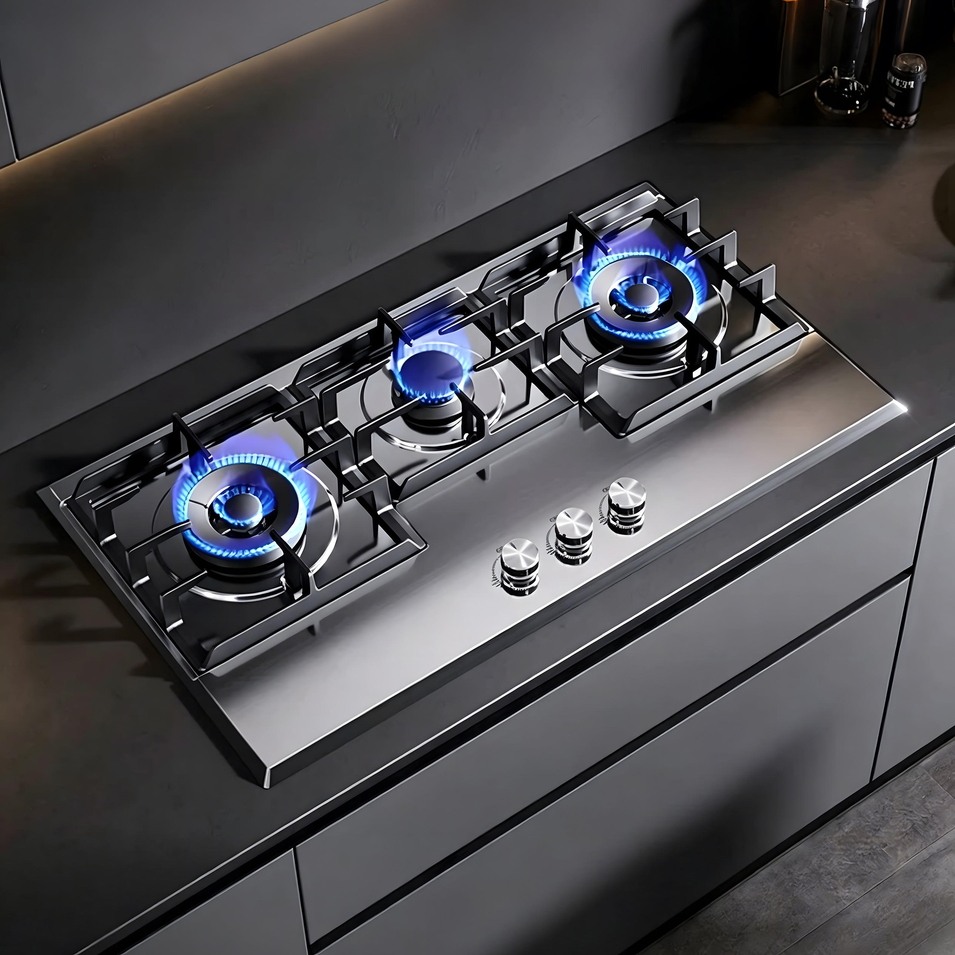 36 in. Gas cooktop with 3-Burner , Stainless Steel, Timer
