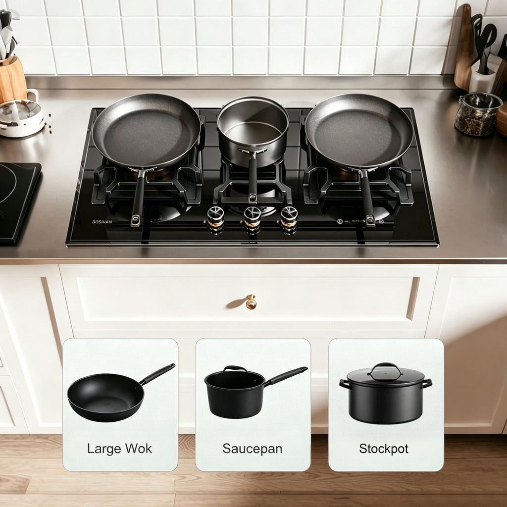 36 in. Gas Cooktop with 3-Burner, Large Panel, Timer, Dual Fuel NG/LP