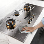 30 in. Gas Cooktop with 3-Burner, Stainless Steel , Timer, High Heat, Dual Fuel Natural Gas & LP Gas