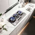 30 in. Gas Cooktop with 3-Burner, Stainless Steel , Timer, High Heat, Dual Fuel Natural Gas & LP Gas