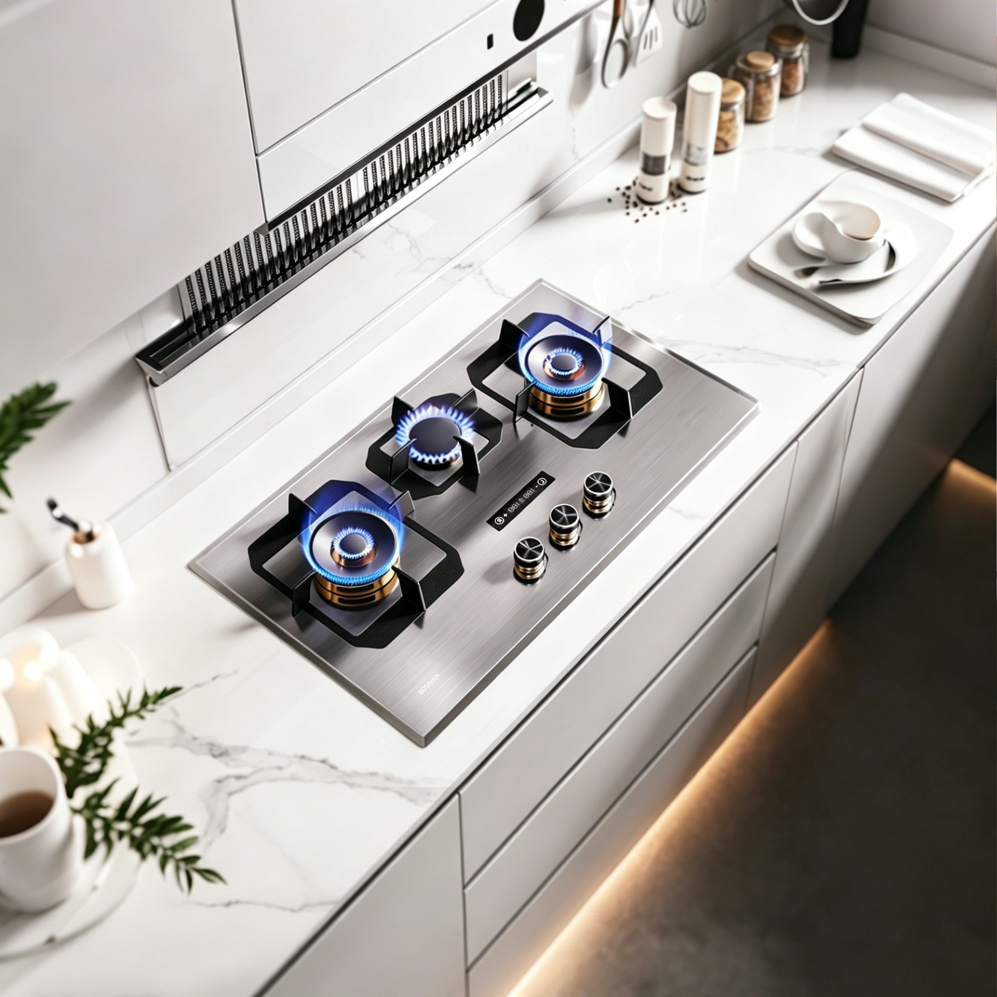 30 in. Gas Cooktop with 3-Burner, Stainless Steel , Timer, High Heat, Dual Fuel Natural Gas & LP Gas