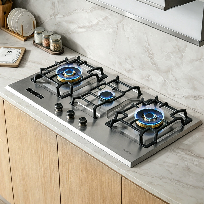 36 in. Gas Cooktop in Stainless Steel with 3-Burner, Timer& Large Surface