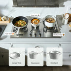 36 in. Gas Cooktop in Stainless Steel with 3-Burner, Timer& Large Surface