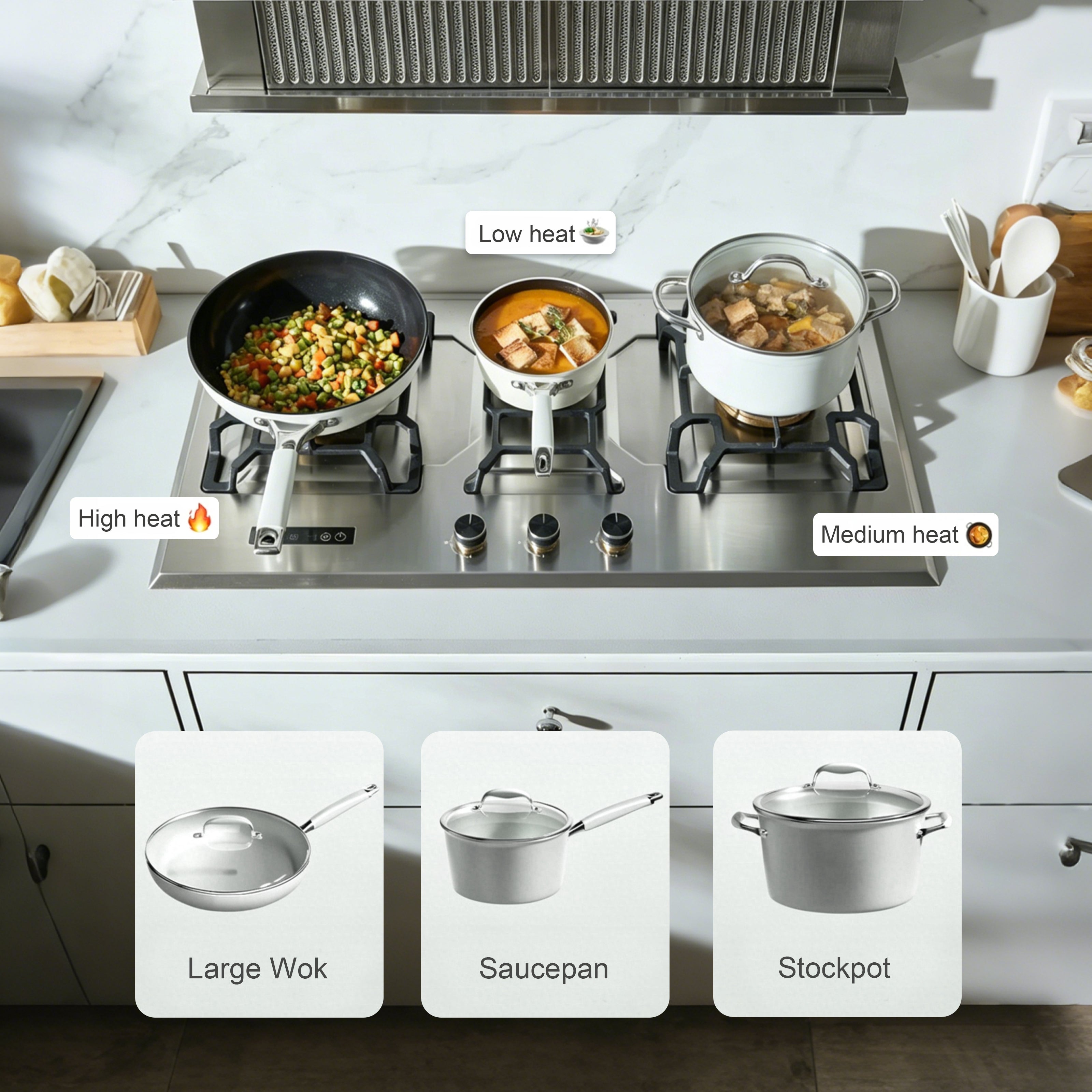 36 in. Gas Cooktop in Stainless Steel with 3-Burner, Timer& Large Surface