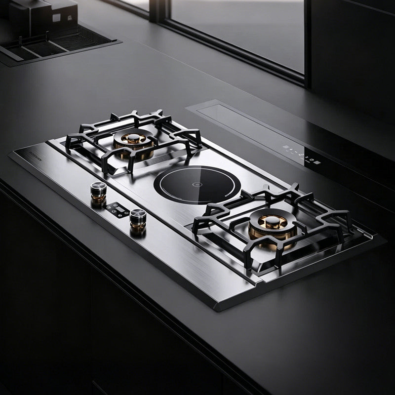 36 in. Gas Cooktop with 3-Burner , 2 Gas Burners & 1 Electric Burner, Dual Fuel Built-in Stove for Household Use