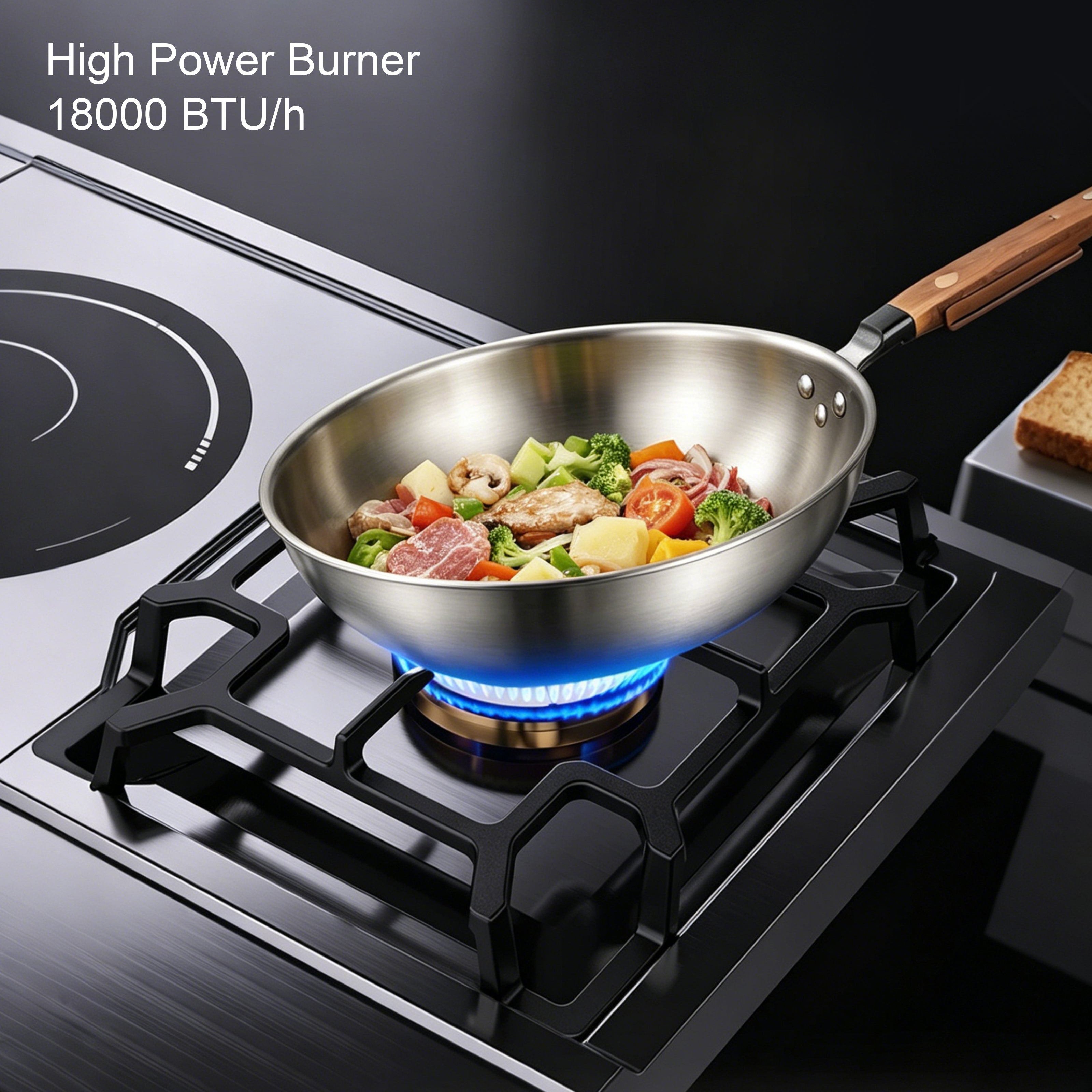 36 in. Gas Cooktop with 3-Burner , 2 Gas Burners & 1 Electric Burner, Dual Fuel Built-in Stove for Household Use