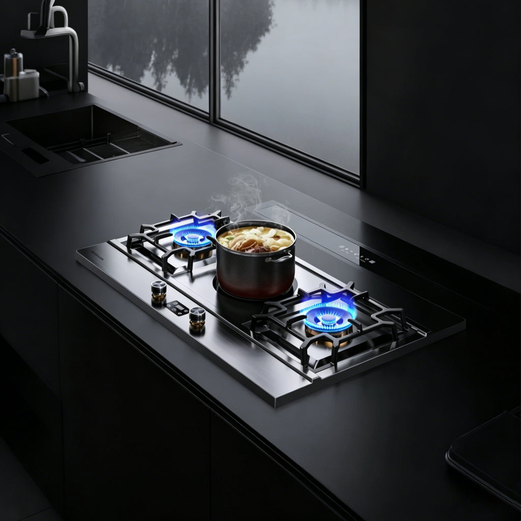 36 in. Gas Cooktop with 3-Burner , 2 Gas Burners & 1 Electric Burner, Dual Fuel Built-in Stove for Household Use