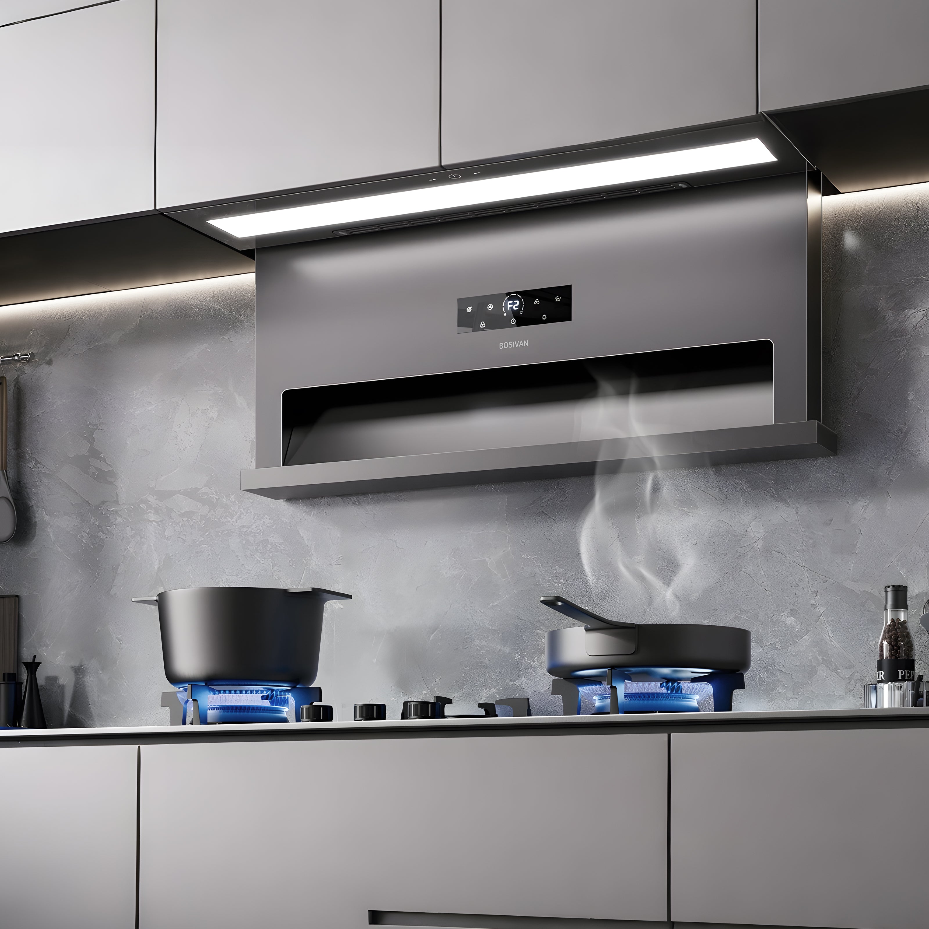 36 in. 1060 CFM Hidden Side Range Hood, Automatic Lift Up, Powerful Suction, Residential Kitchen Ventilation