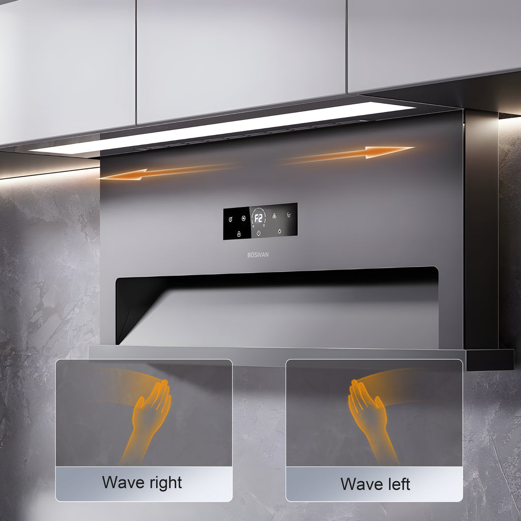 36 in. 1060 CFM Hidden Side Range Hood, Automatic Lift Up, Powerful Suction, Residential Kitchen Ventilation