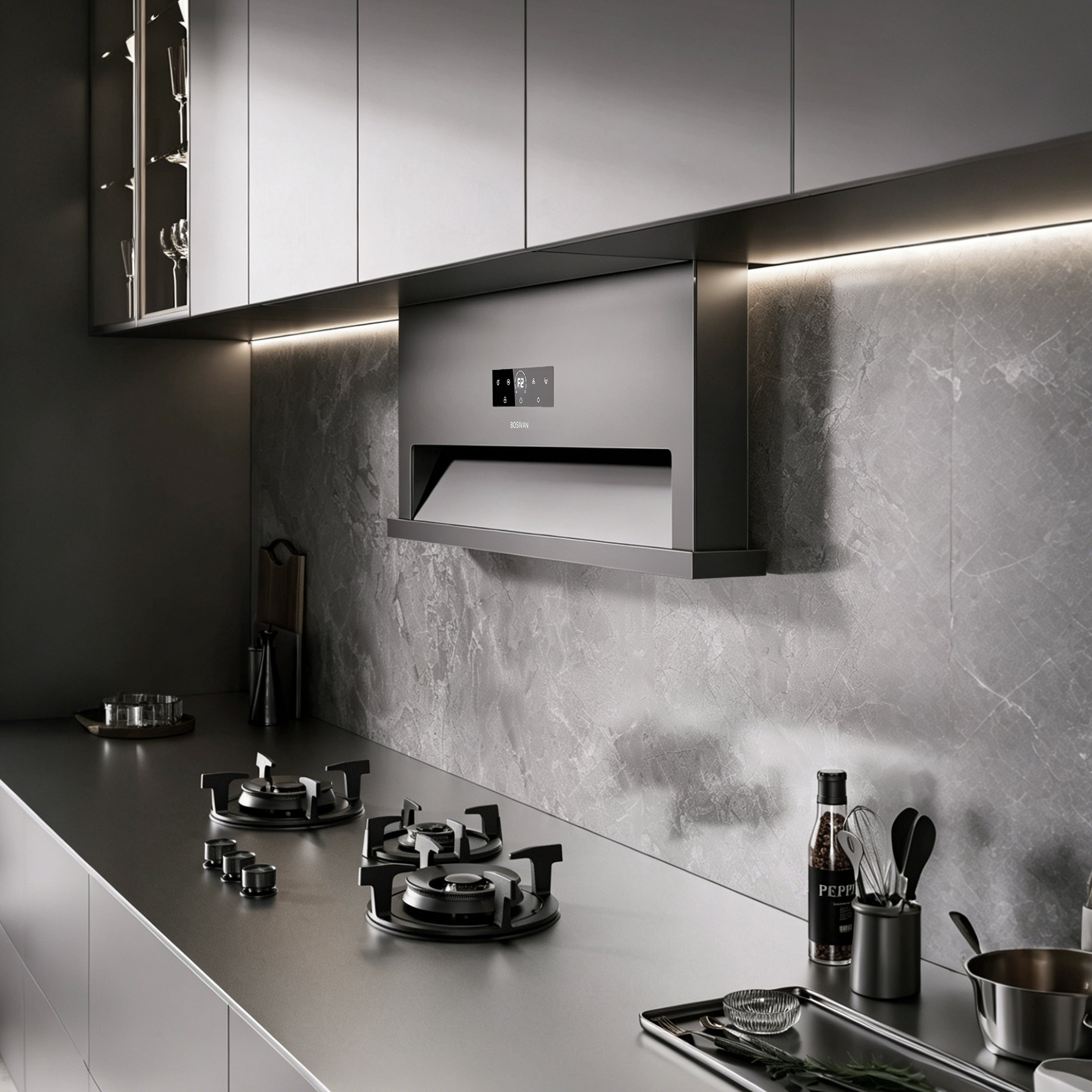36 in. 1060 CFM Hidden Side Range Hood, Automatic Lift Up, Powerful Suction, Residential Kitchen Ventilation