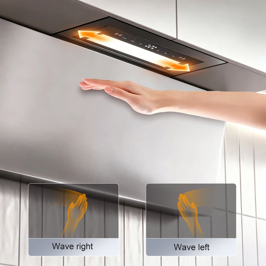 36 in. 1060 CFM Ducted Wall Mount  Range Hood in Stainless Steel with Auto Open/Close, Ultra-Thin Design