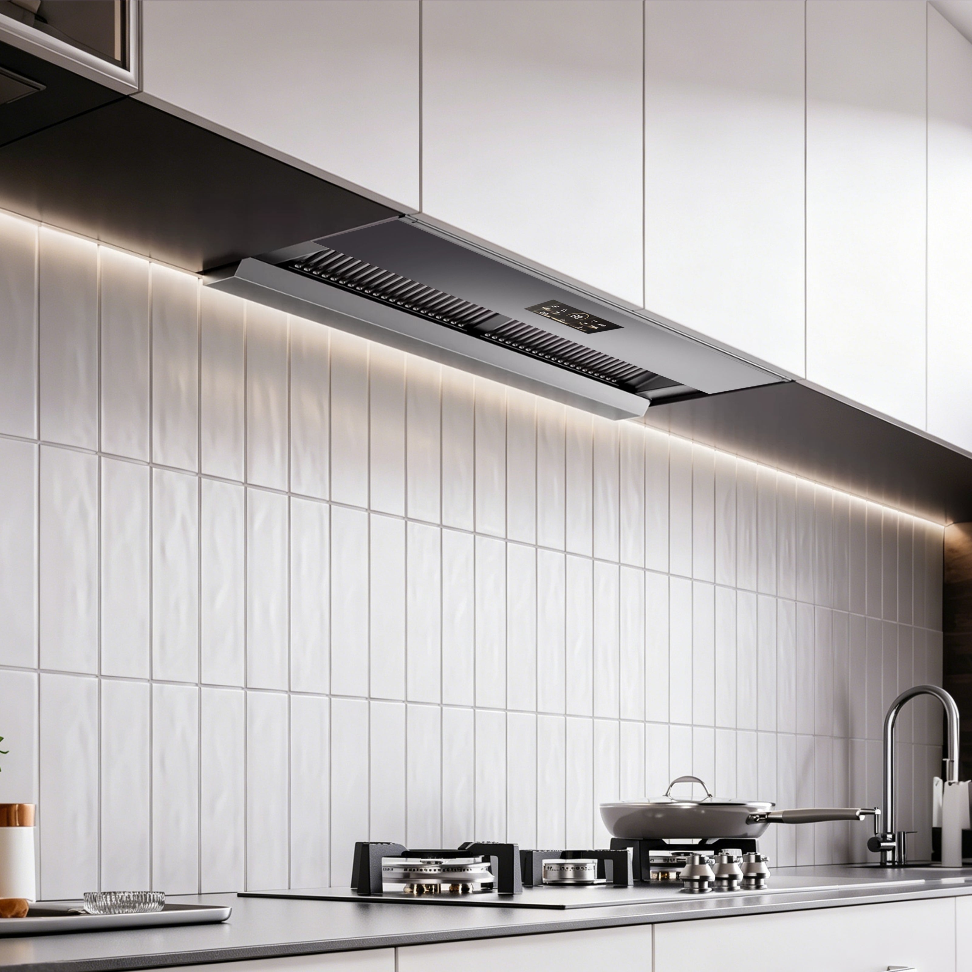 36 in. 1060 CFM Ducted Insert Range Hood, Ultra Slim Hidden Ceiling Mount Stainless Steel Range Hood with DC Inverter & Auto Self-Clean