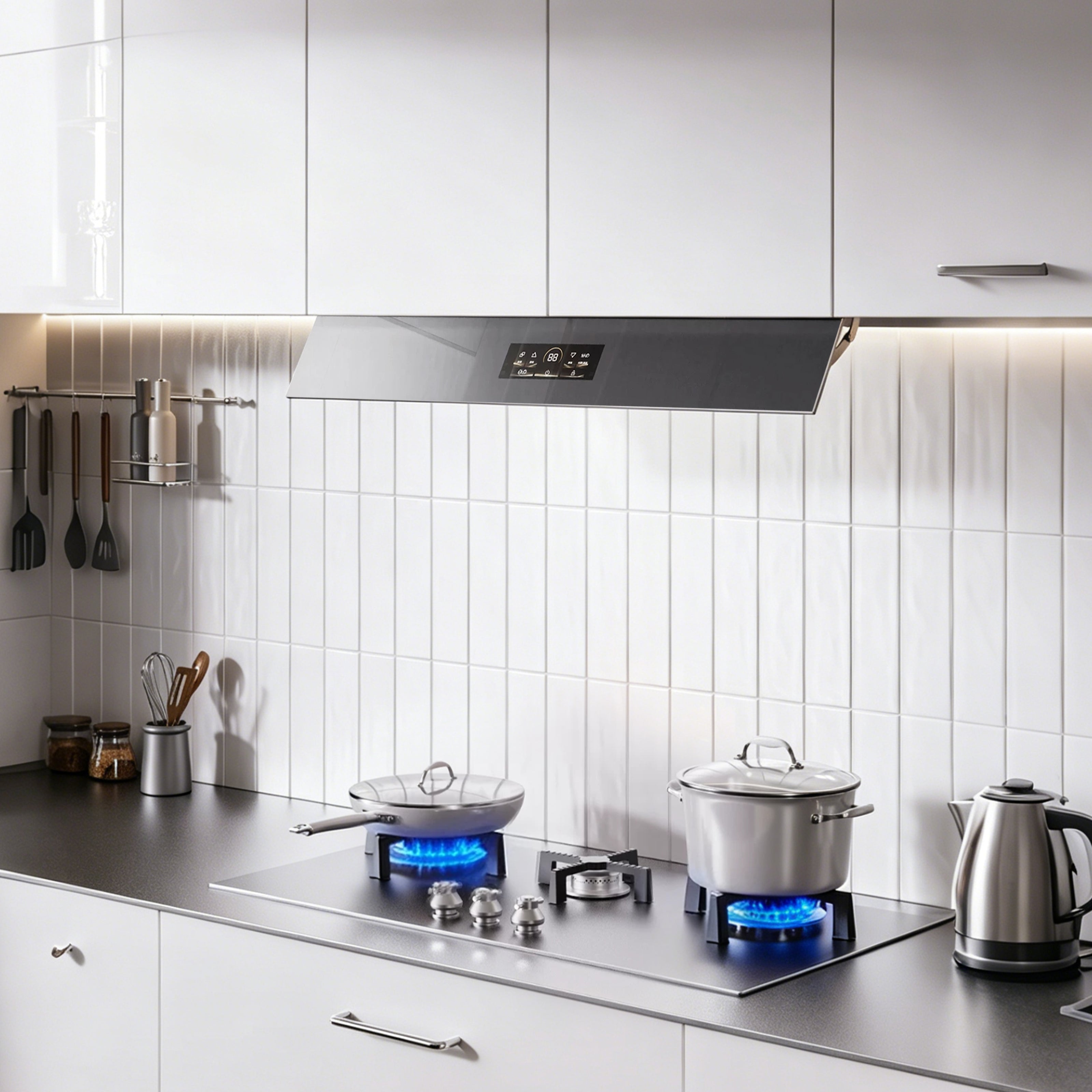 36 in. 1060 CFM Ducted Insert Range Hood, Ultra Slim Hidden Ceiling Mount Stainless Steel Range Hood with DC Inverter & Auto Self-Clean