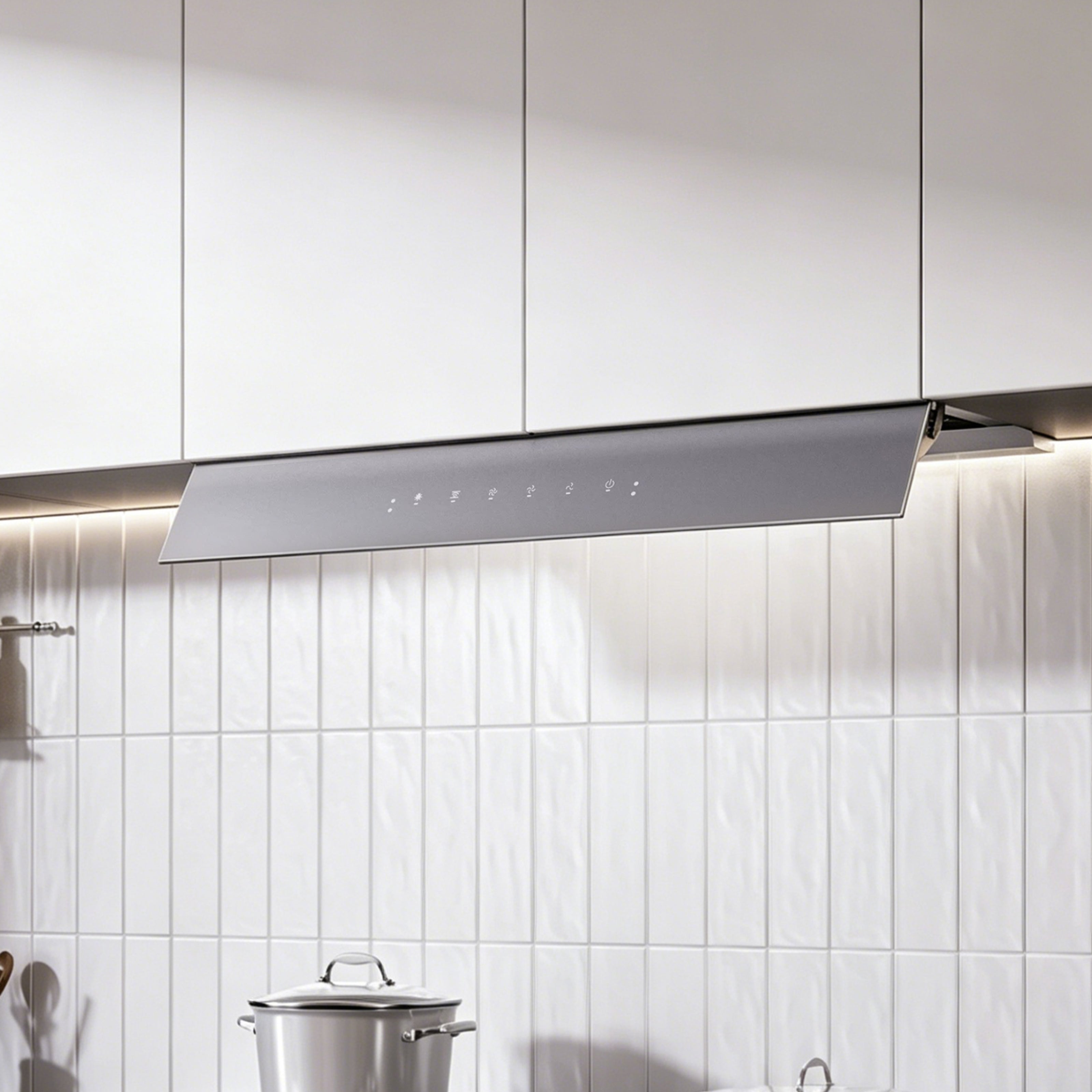 36 in. 1060 CFM Ducted Insert Range Hood, Ultra Slim Hidden Ceiling Mount Stainless Steel Range Hood with DC Inverter & Auto Self-Clean