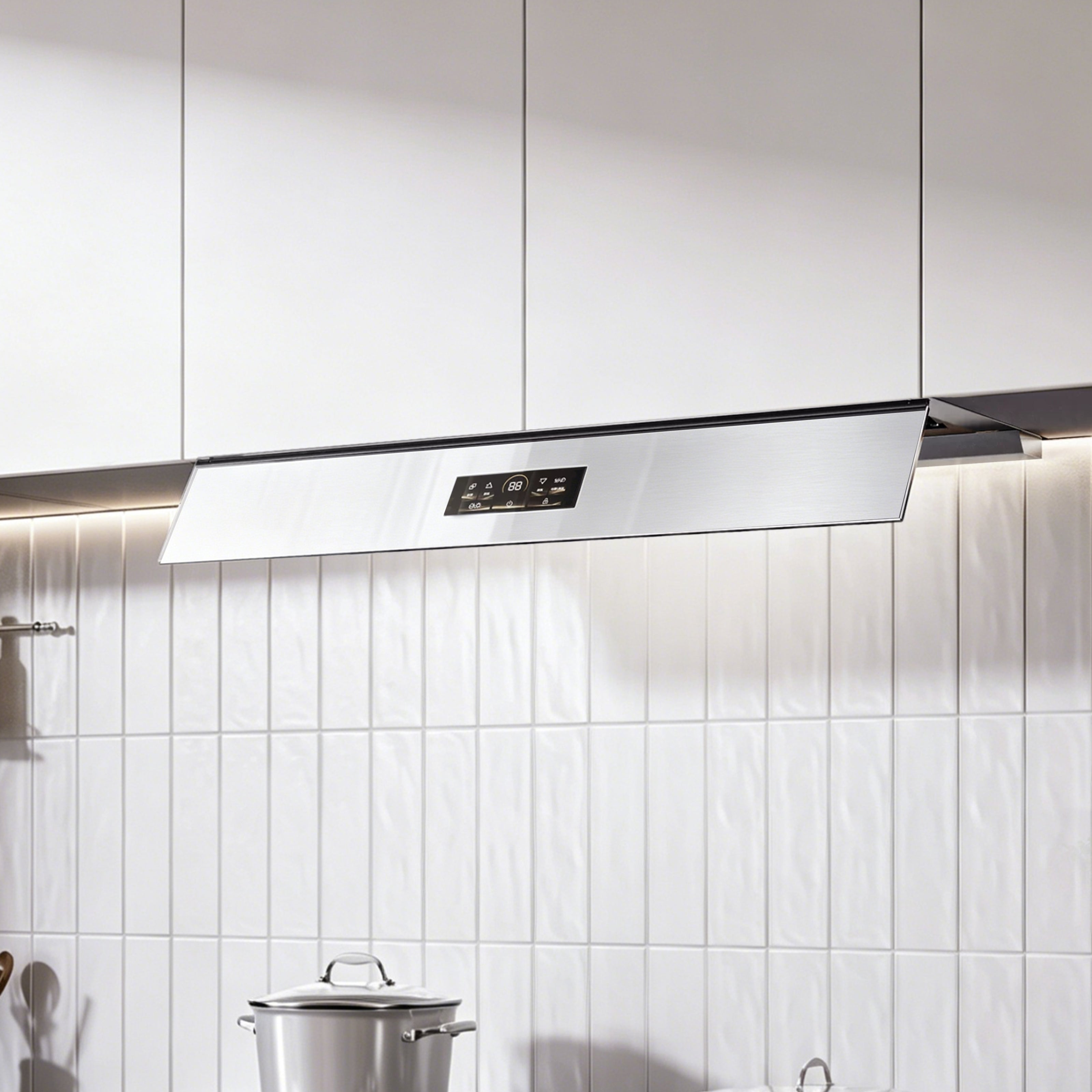 36 in. 1060 CFM Ducted Insert Range Hood, Ultra Slim Hidden Ceiling Mount Stainless Steel Range Hood with DC Inverter & Auto Self-Clean